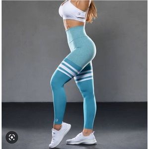 Bombshell topaz blue heather thigh high leggings